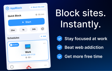 AppBlock - Block sites & Stay focused :: Block distracting webs and stay focused on your work.